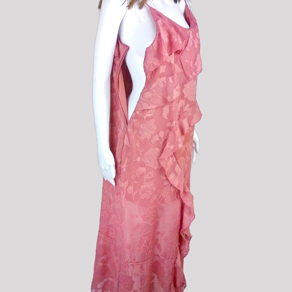 Pastel Powder Pink Mauve Ruffle Maxi Cami Dress - Picture 4 of 7